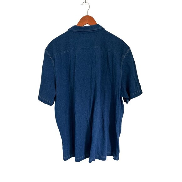JOHN VARVATOS Shirt Cotton Button-down Short Sleeve Blue Stitched Size 2XL - Picture 7 of 8
